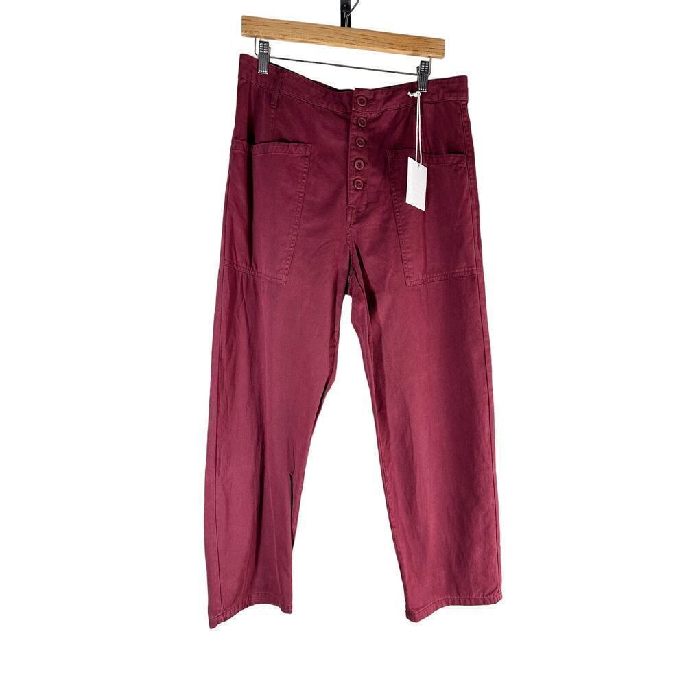 Pistola Tammy High Rise Trouser Exposed Buttons Pants Size 30 Merlot - Picture 2 of 15